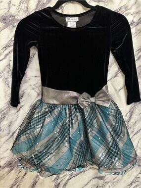Kids - 3 for $10 - Bonnie Jean Black Velvet Dress with Metallic Trim